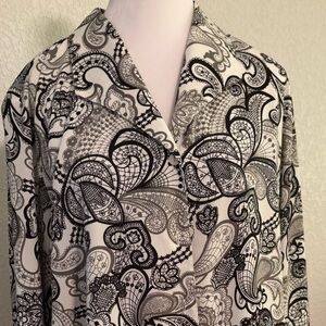 Chic Black and White Paisley Blouse